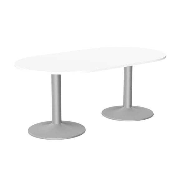Kito Meeting Table 1800mm Round Top Silver Cylinder Base - White