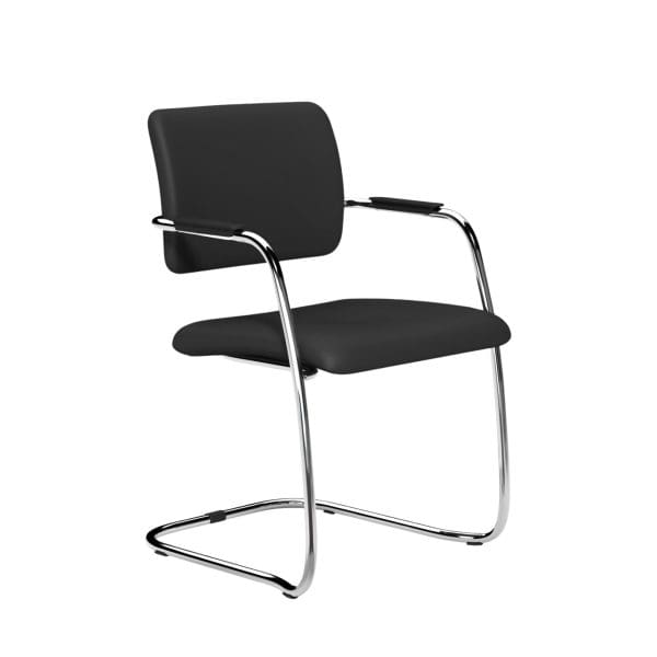 Black office chair with sled base.