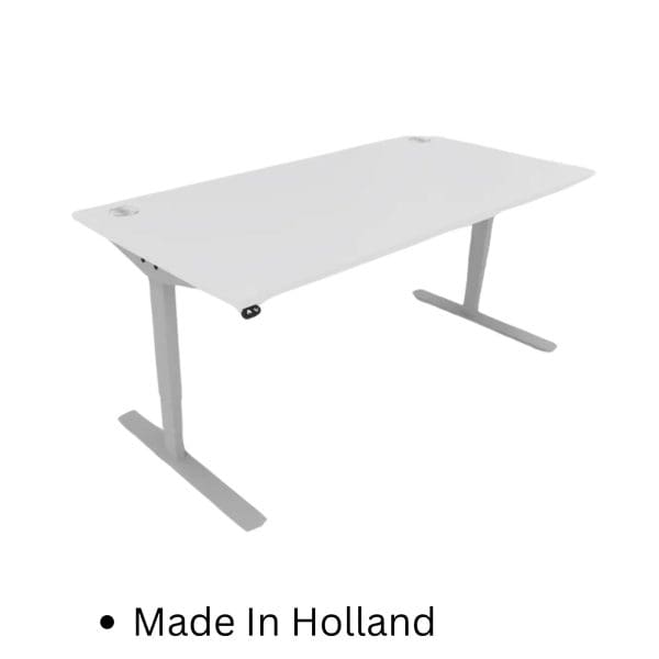 White adjustable desk with a sleek design