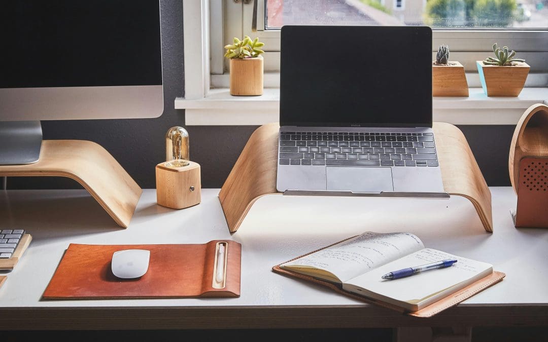 Stylish work-from-home setup featuring recycled office furniture that promote sustainability