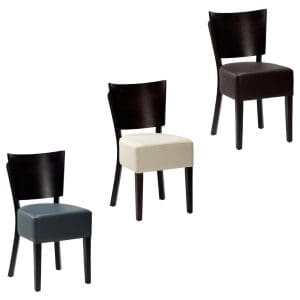 three of Alto VB chairs colour Iron Grey, Ivory and Dark Brown with Wenge frame