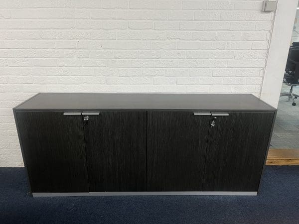 Long black double door cupboard closed