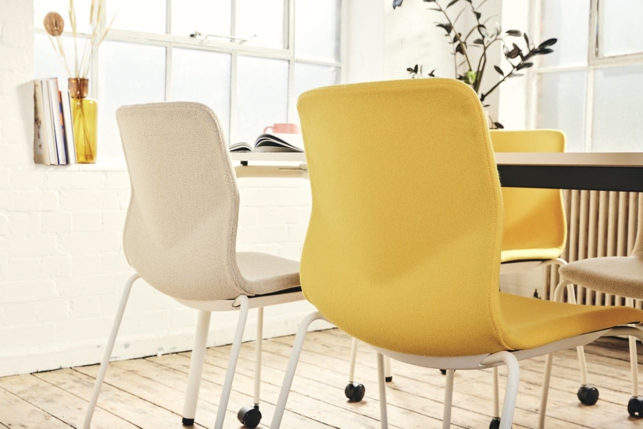 Yellow and cream office chairs
