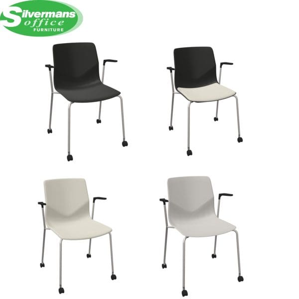 Four office chairs with armrests