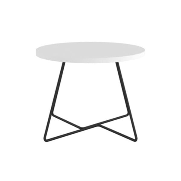 LCT609/WH - 600 DIAMETER WHITE ROUND TOP TABLE WITH BLACK CROSSOVER BASE
